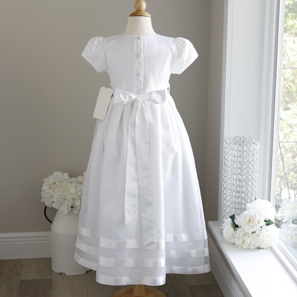 Satin Sash Flower Girl Special Occasion White or Ivory New - Picture 4 of 4